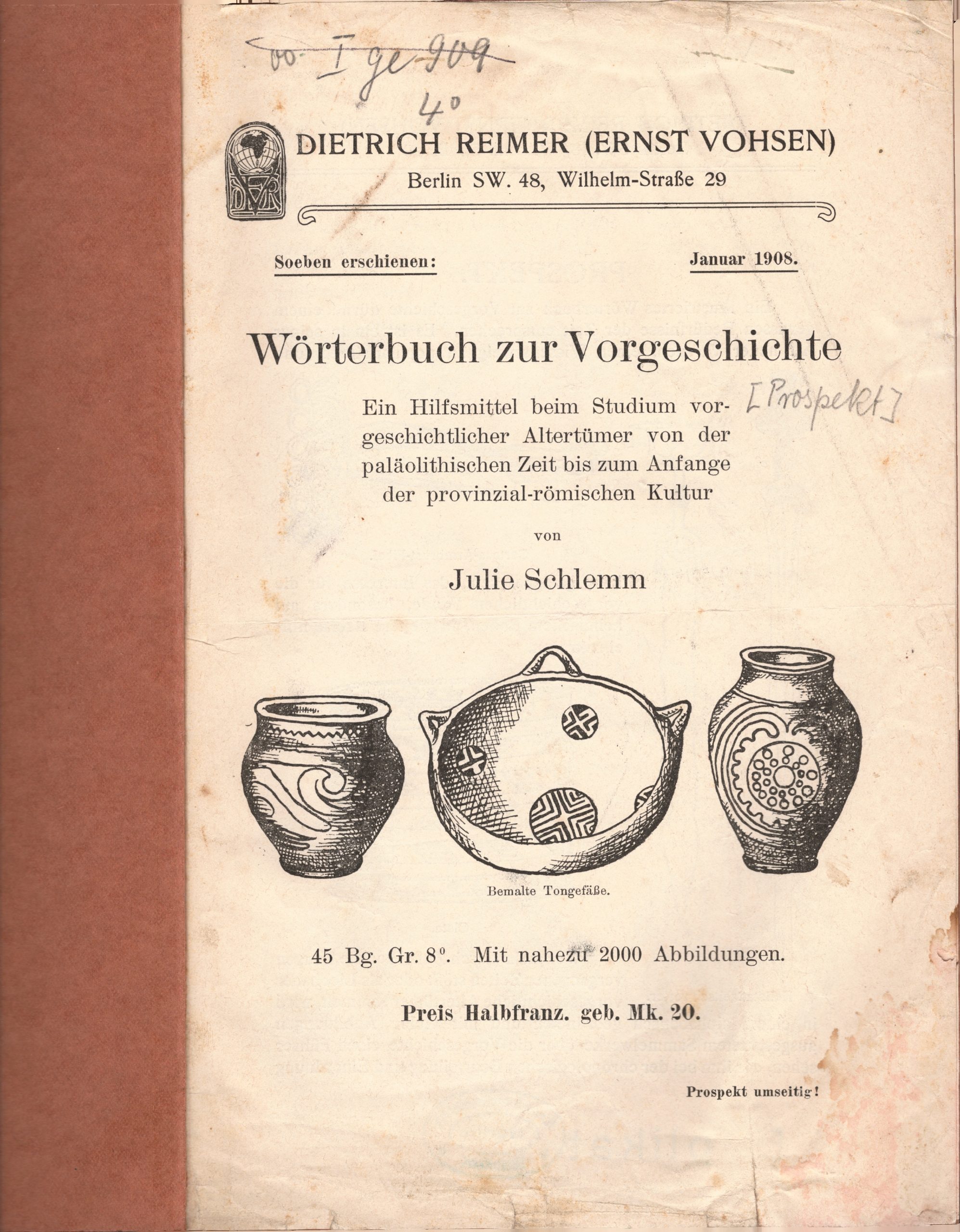 Julie Schlemm: Wörterbuch der Vorgeschichte